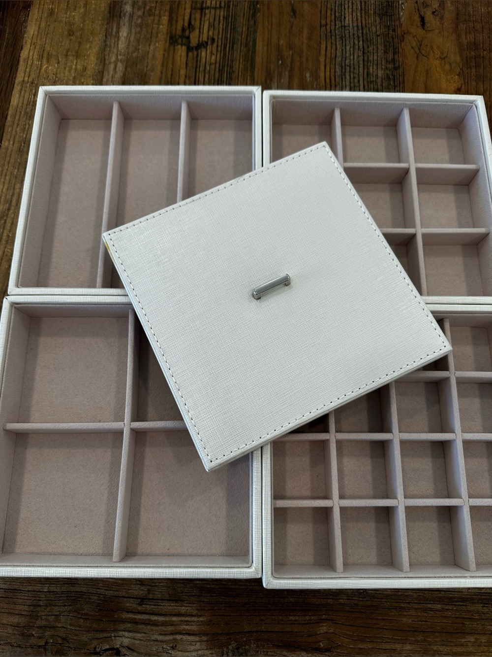 White Jewelry Organizer Tray Set - Elegant Multifunction Storage